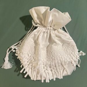Elegant White Drawstring Bag